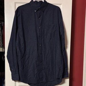 Van Heusen Men's Navy plaid Button-Down Shirt LT 16 1/2-17